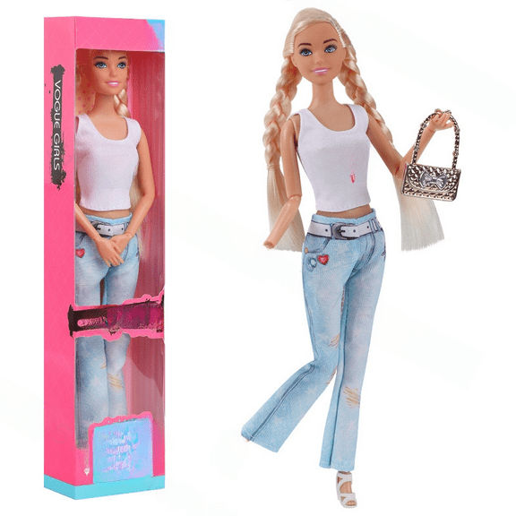 A-Waroom 1/6 Fashion Doll 11.8" Doll with Handbag Cute Doll in T shirt Long Pants