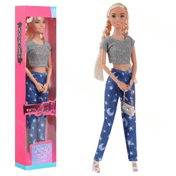 A-Waroom 1/6 Fashion Doll 11.8" Doll with Handbag Cute Doll in T shirt Long Pants