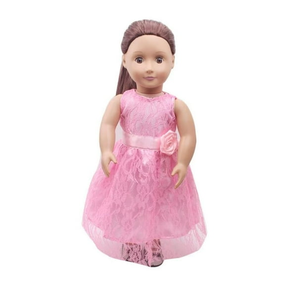 A-Waroom 1 Pcs 18 inch Doll Summer Dress Princess Dress Elegant Lace Dress with Rose Belt for 18 inch Doll