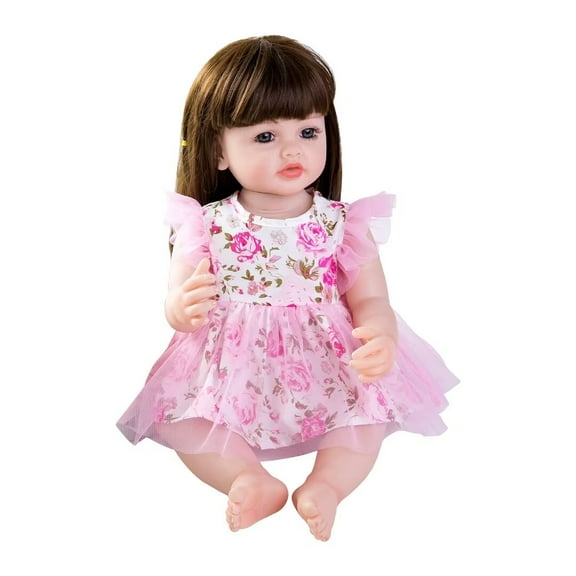 A-Waroom 1 Pcs Cute Flying Sleeve Rose Flower Printed Mesh princess Dress for 18-22 Inch Doll