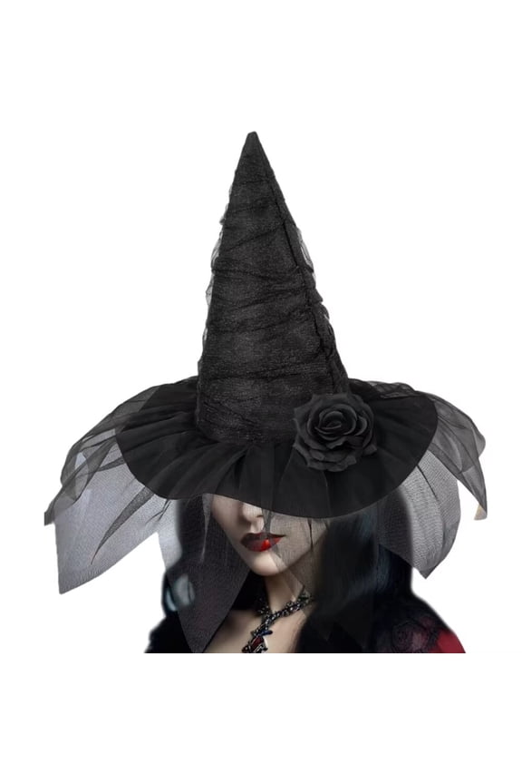 A-Waroom 1 Pcs Mesh Witch Hat for Women