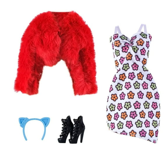 A-Waroom 1 Set Elegant 12 inch Doll Clothes Plush Coat Doll Dress with Shoes Doll Clothes Set for 12 inch Doll 27-29 CM Doll