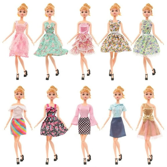 A-Waroom 10 PCS 12 inch Doll Dress Floral Skirt Doll Dress Casual Dress Doll Clothes for 30 CM Doll Color Random