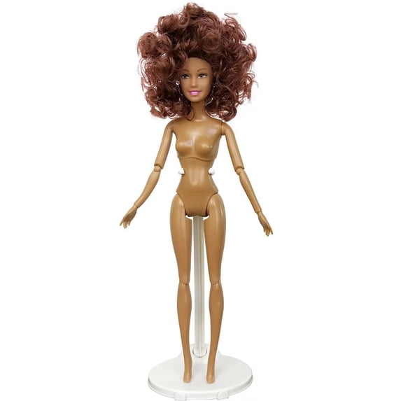 A-Waroom 12 Inch Lifelike Naked Black Doll African Afro Doll Moveable Jointed Body Doll Toys for Girls DIY Dollhouse Decoration Toys