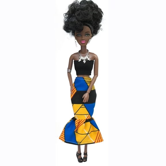 A-Waroom 12 inch Black Doll with Afro Hair African American Doll Black Dolls for 2+ Year Old Girls Gift