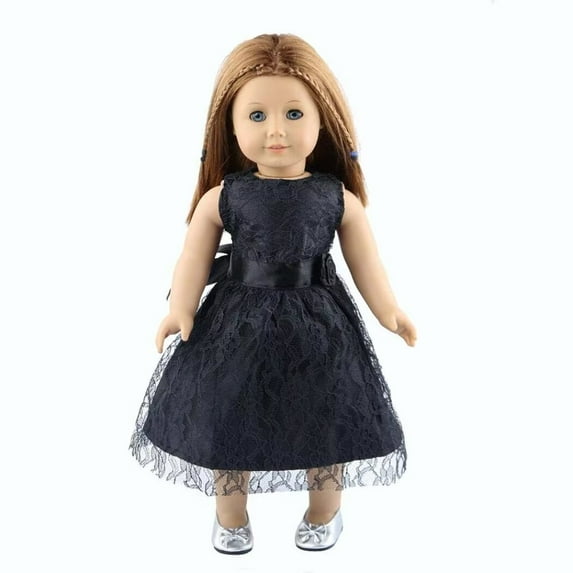 A-Waroom 1PCS 18 inch Doll Dress Lace Doll Clothes with Rose Flower Ribbon Waistband Doll Accessories Wedding Dress Party Dress for 18 inch Doll
