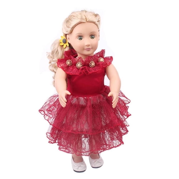 A-Waroom 1Pcs 18 inch Dolls Dress Wedding Dress Party Dress Costume for 18 inch Doll