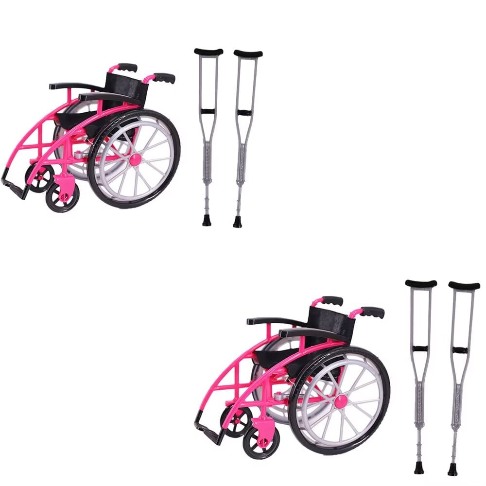 AWaroom 2 Pcs 12 inch Doll Accessary Doll Wheelchair Doll Cane