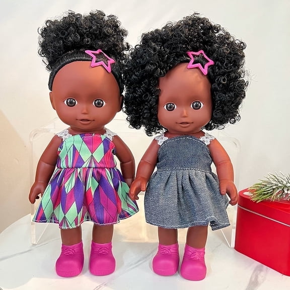 A-Waroom 2 Pcs Black Doll 10 inch African American Body Doll Toys for Girls