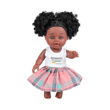 A-Waroom Afro Doll for Kids Lifelike African Doll with Afro Hair Perfect Gift for Girls Black Dolls for Girls 10 inch