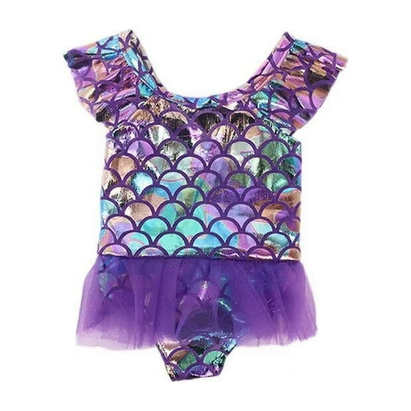 AlevRam 18Doll Mermaid Swimsuit  One-Piece Purple Outfit with Shiny Scale Top and Tulle Skirt  Fits Most 18 Dolls