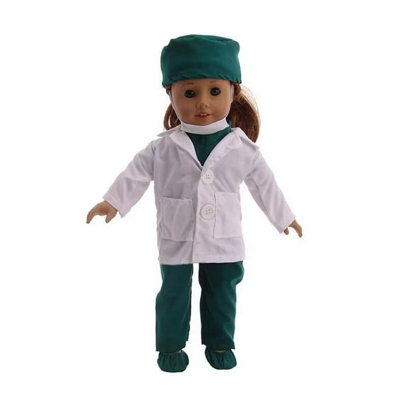 AlevRam 18 Inch Doll Nurse Outfit Doctor Uniform Clothes Set with Medical Style Top & Pants Pretend Play Costume for Girl Dolls