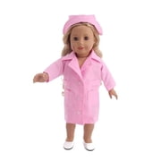 AlevRam 18 Inch Doll Nurse Outfit Doctor Uniform Clothes Set with Medical Style Top & Pants Pretend Play Costume for Girl Dolls