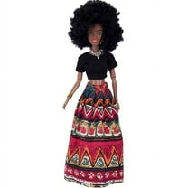 A-Waroom Kids Gift 12 inch Black Dolls African American with Long Hair Moveable Jointed Body Doll Toys for Girls