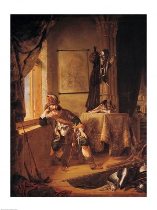 A Warrior in Thought Canvas Art - Rembrandt van Rijn (24 x 36)