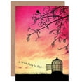 thumbnail image 1 of A Wee Note To Say Bird Cage Pink Sunset Freedom Silhouette Greetings Card Plus Envelope Blank inside, 1 of 3