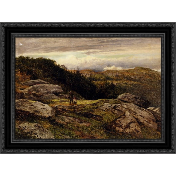 A Welsh Hillside Path 24x20 Black Ornate Wood Framed Canvas Art by Leader, Benjamin Williams