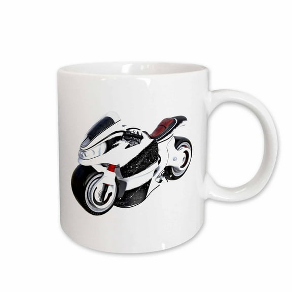 3drose, a White Sport Motorcycle, 11oz Mug
