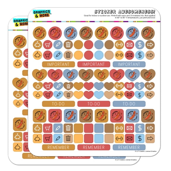 A Wiener Winner is You Hot Dog Funny Humor Planner Calendar Scrapbooking Crafting Sticker Set