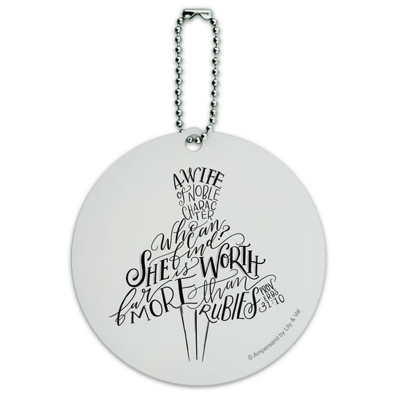 A Wife of Noble Character Proverbs Dress Round Luggage ID Tag Card Suitcase Carry-On