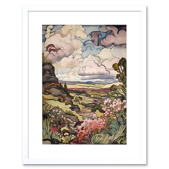 A Wild Scottish Landscape on a Cloudy Day Artwork Framed Wall Art Print 9X7 Inch