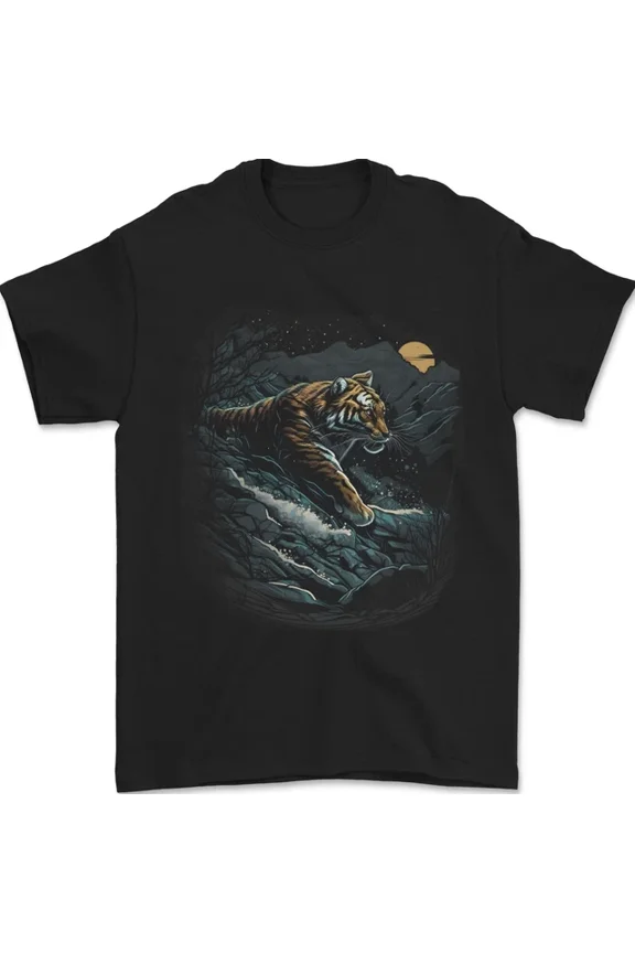 A Wild Tiger In The Moonlight Mens Womens S-5Xl T-Shirt