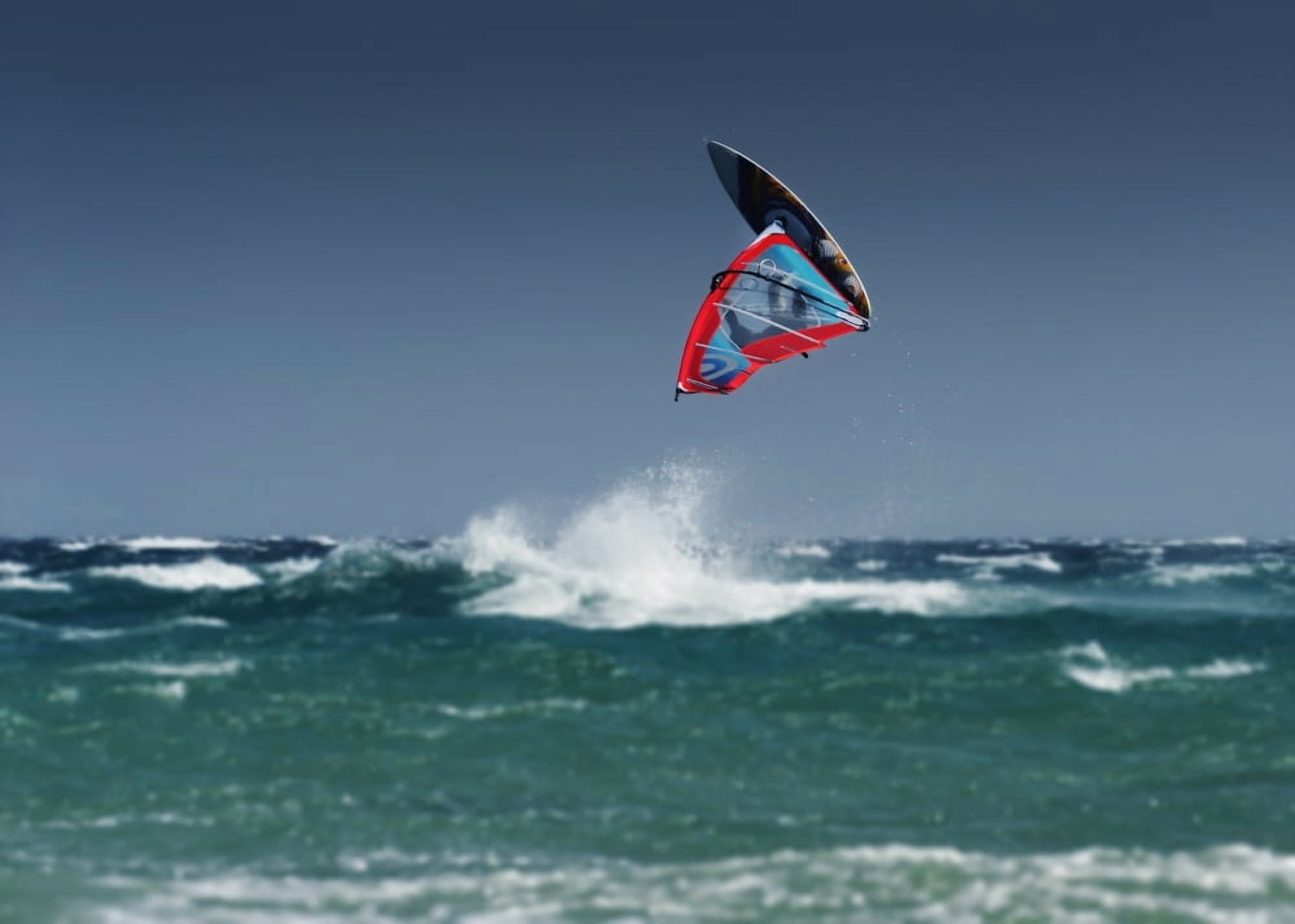 A Windsurfer Flips Upside Down Above The Water Off Punta Paloma Tarifa Cadiz Andalusia Spain Canvas Art - Ben Welsh Design Pics (18 x 13)