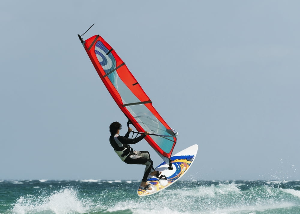 A Windsurfer In The Water Tarifa Cadiz Andalusia Spain Canvas Art - Ben Welsh Design Pics (36 x 26)