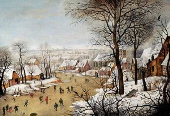 A Winter Landscape With Skaters and a Bird Trap Canvas Art - Pieter the Elder Bruegel (12 x 18)