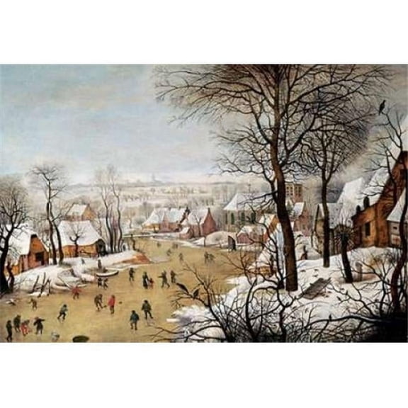 A Winter Landscape with Skaters & A Bird Trap Poster Print by Pieter The Elder Bruegel, 24 x 36 - Large