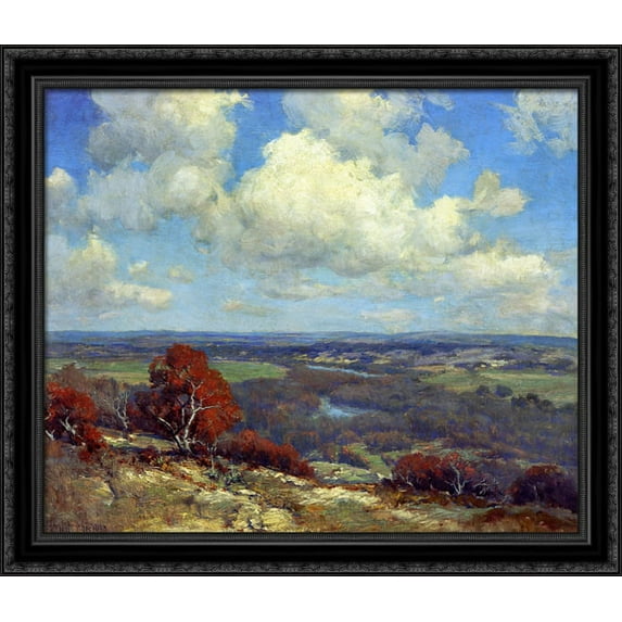 A Winter Morning on the Guadalupe River 32x28 Large Black Ornate Wood Framed Canvas Art by Robert Julian Onderdonk