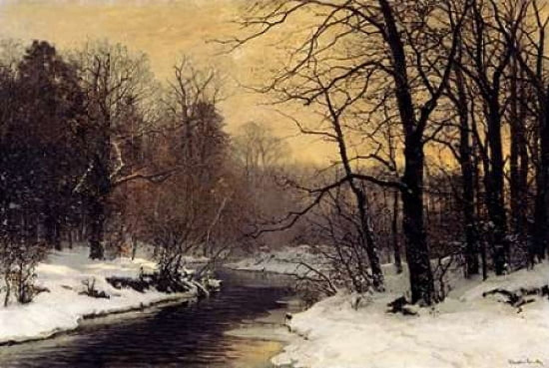 A Winter River Landscape Canvas Art - Anders Anderson-Lundby (20 x 28)