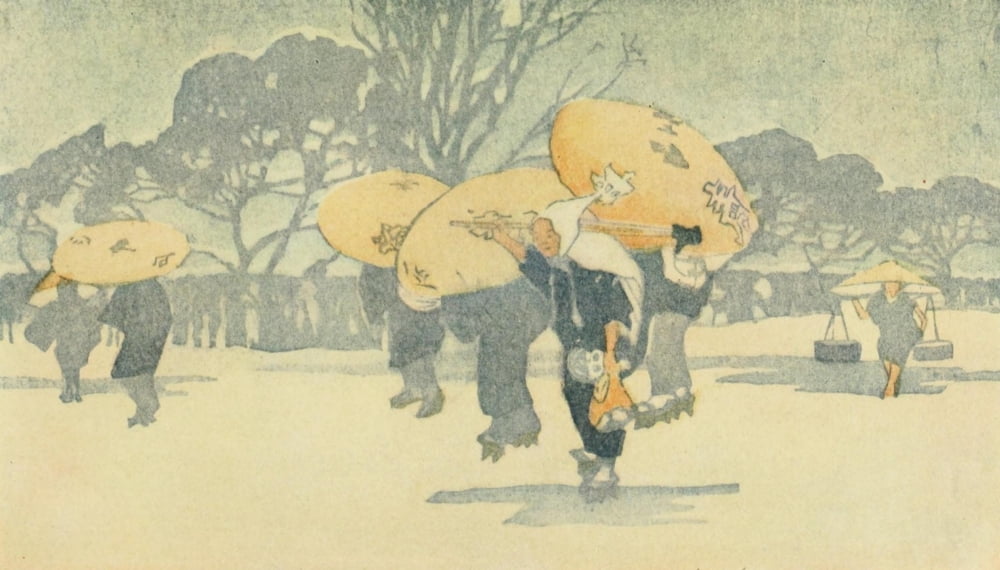 A Winters Day in Japan International Studio 1913 Canvas Art - Bertha Lum (24 x 36)