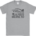 thumbnail image 1 of A Wizard Is Never Late T-Shirt Funny LOTR Fantasy Hobbit Text Tee - Heather Grey, XL, 1 of 1