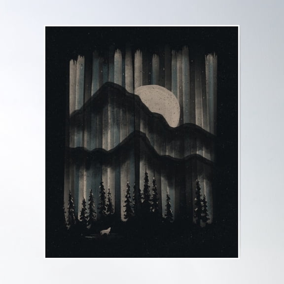 A Wolf In The Night... Poster Wall Art, Modern Wall Decor, 12x18 UNFRAMED