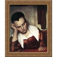thumbnail image 1 of A Woman Asleep at Table [detail: 1] 20x23 Gold Ornate Wood Framed Canvas Art by Vermeer, Johannes, 1 of 2