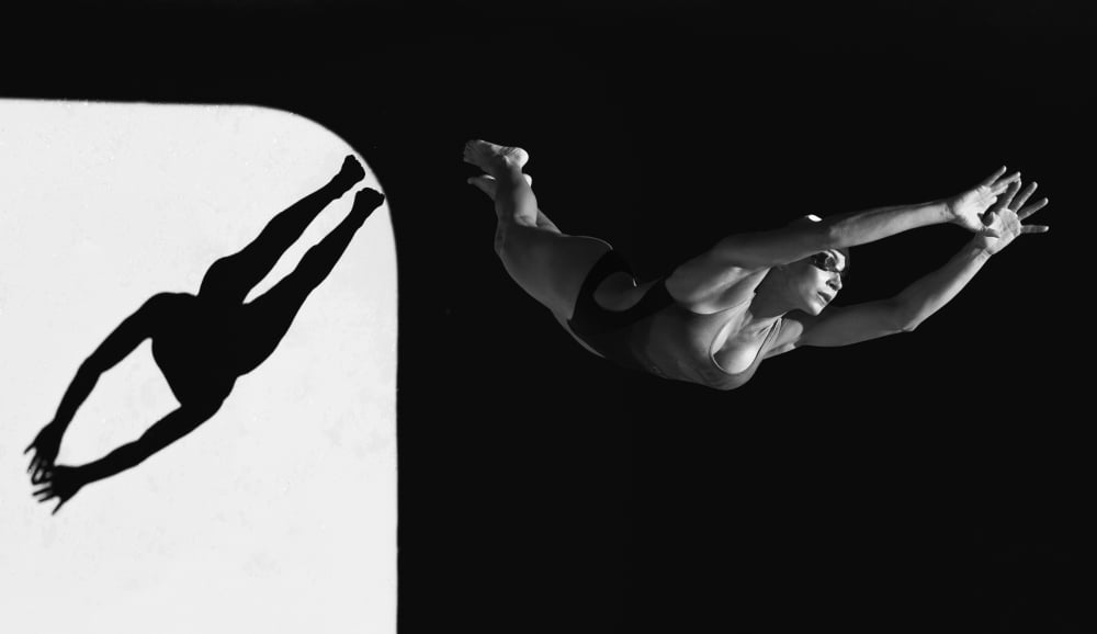 A Woman Diving Into The Unknown Tarifa Cadiz Andalusia Spain Canvas Art - Ben Welsh Design Pics (20 x 11)