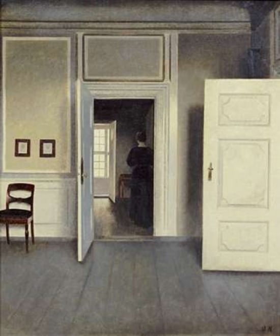 A Woman In An Interior Canvas Art - Vilhelm Hammershoi (20 x 24)