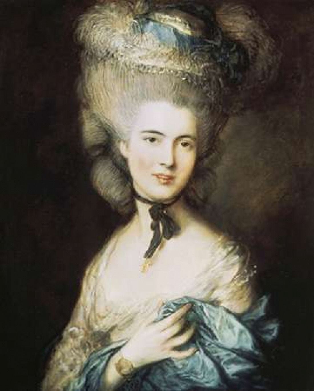 A Woman In Blue Portrait of The Duchess of Beaufort Canvas Art - Thomas Gainsborough (24 x 30)