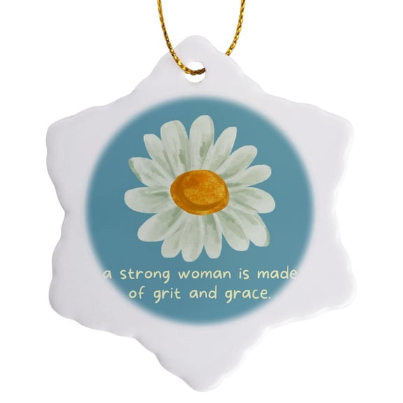 3drose, a Woman of Grit and Grace Best for Home Decor, 3 inch Snowflake Porcelain Ornament