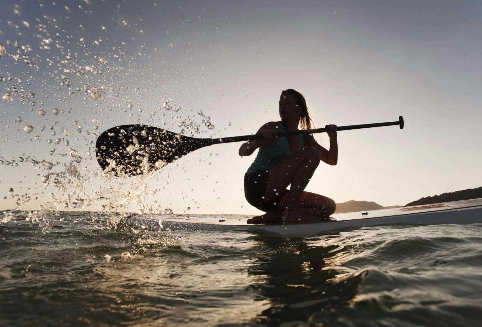 A Woman Paddling While On Her Knees On A Surf Board Off Dos Mares Beach Tarifa Cadiz Andalusia Spain Canvas Art - Ben Welsh Design Pics (36 x 24)