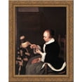 thumbnail image 1 of A Woman Spinning 20x24 Gold Ornate Wood Framed Canvas Art by Borch, Gerard ter, 1 of 2