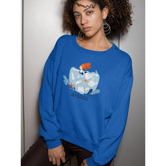 A Woman Swims In Garbage Sweatshirt Women's -Image by Shutterstock