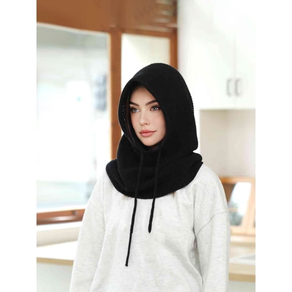 A Women Winter Beanie Hats One-Piece Knit Balaclavas Mask  Neck Circle Scarf Ski Snow Hat