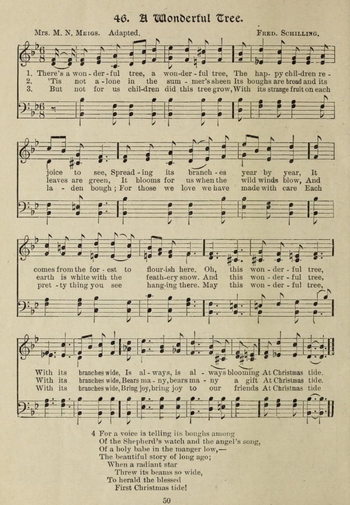 A Wonderful Tree Gems of Christmas Song 1910 Canvas Art - (18 x 24)