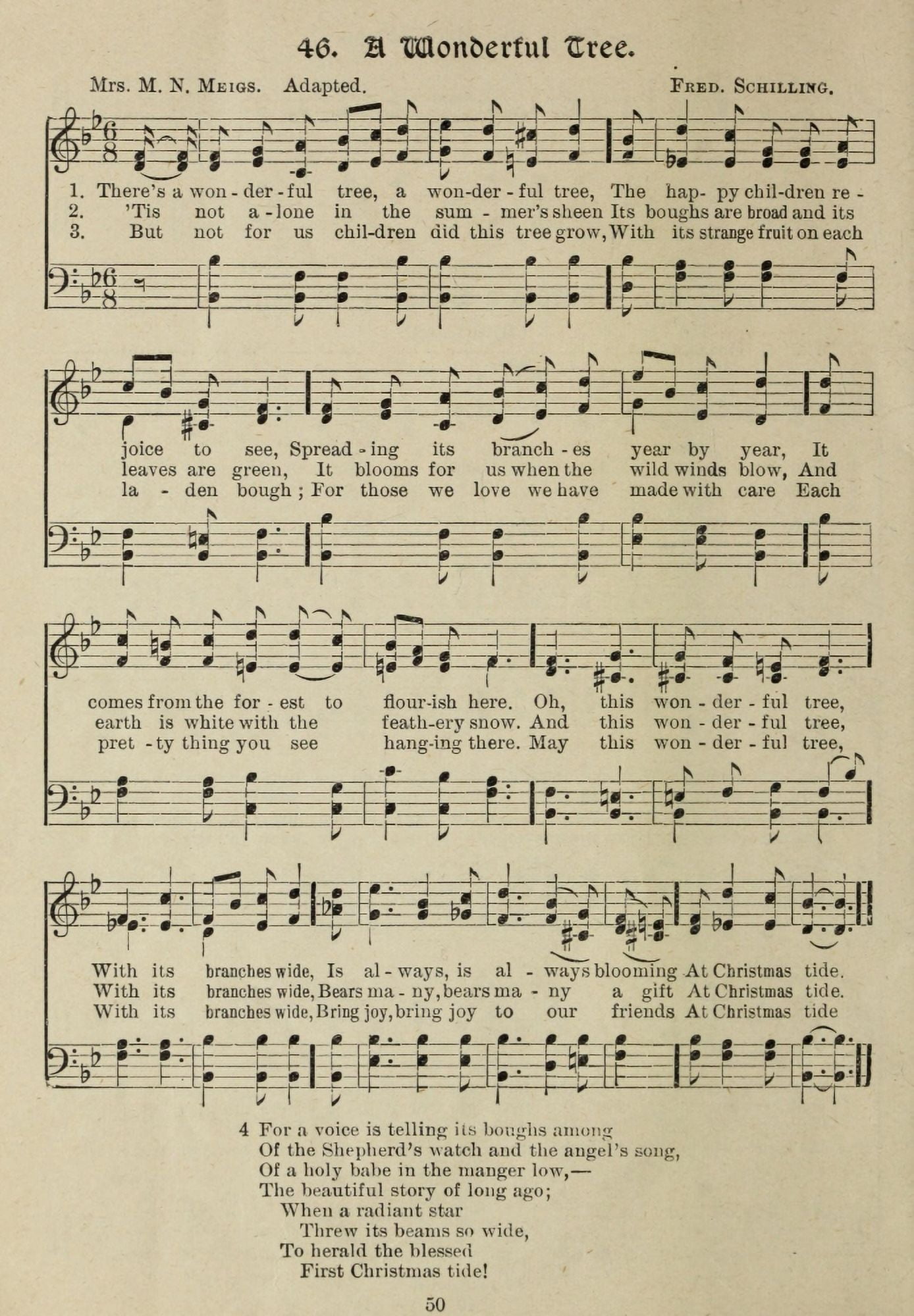 A Wonderful Tree Gems of Christmas Song 1910 Canvas Art -  (24 x 36)