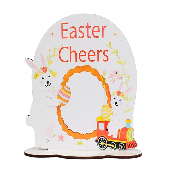 A Wood Craft Easter Bunny Egg Desktop Decoration For Tabletop Shelf Farmhouse Rustic Style Spring Holiday Ornament