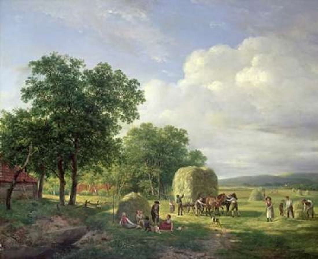 A Wooded Landscape With Haymakers Canvas Art - Hendrik Van De Sande Bakhuyzen (24 x 30)