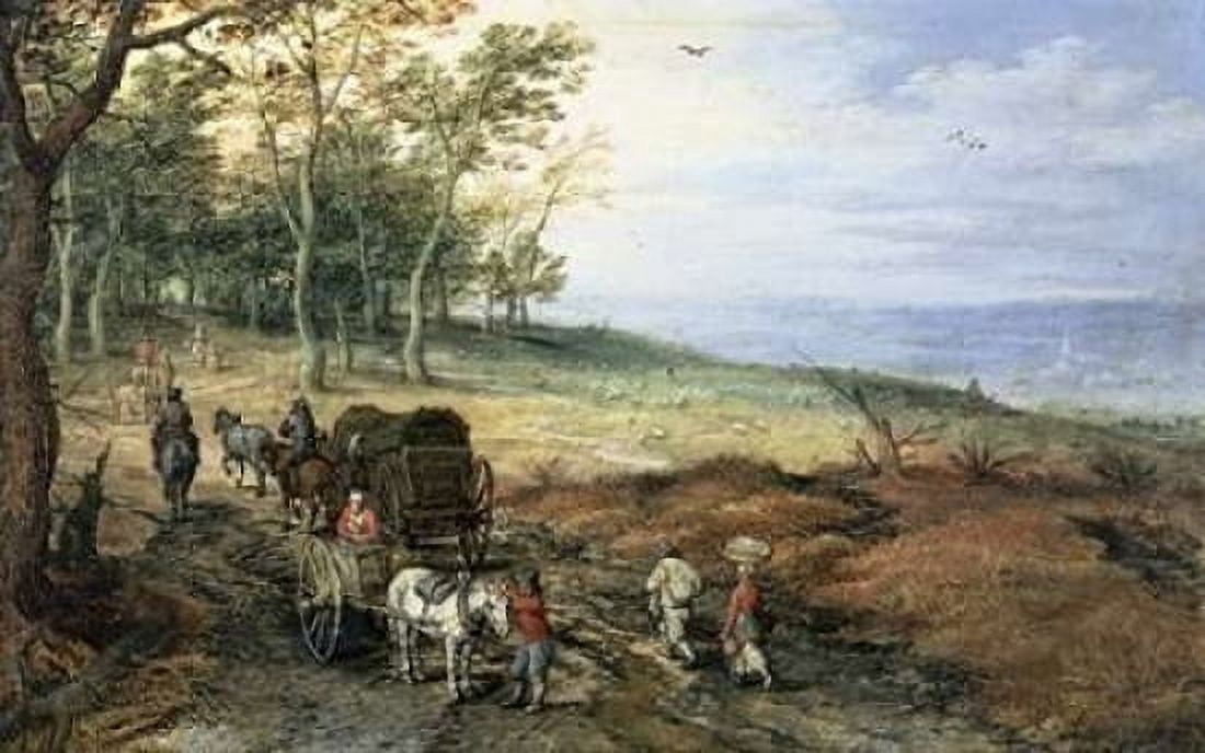 A Wooded Landscape with Travelers Canvas Art - Jan Brueghel the Elder (12 x 18)