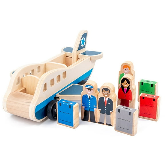 A Wooden Aircraft Trailer Toy For Children Transport Airplane Model With Moving Parts